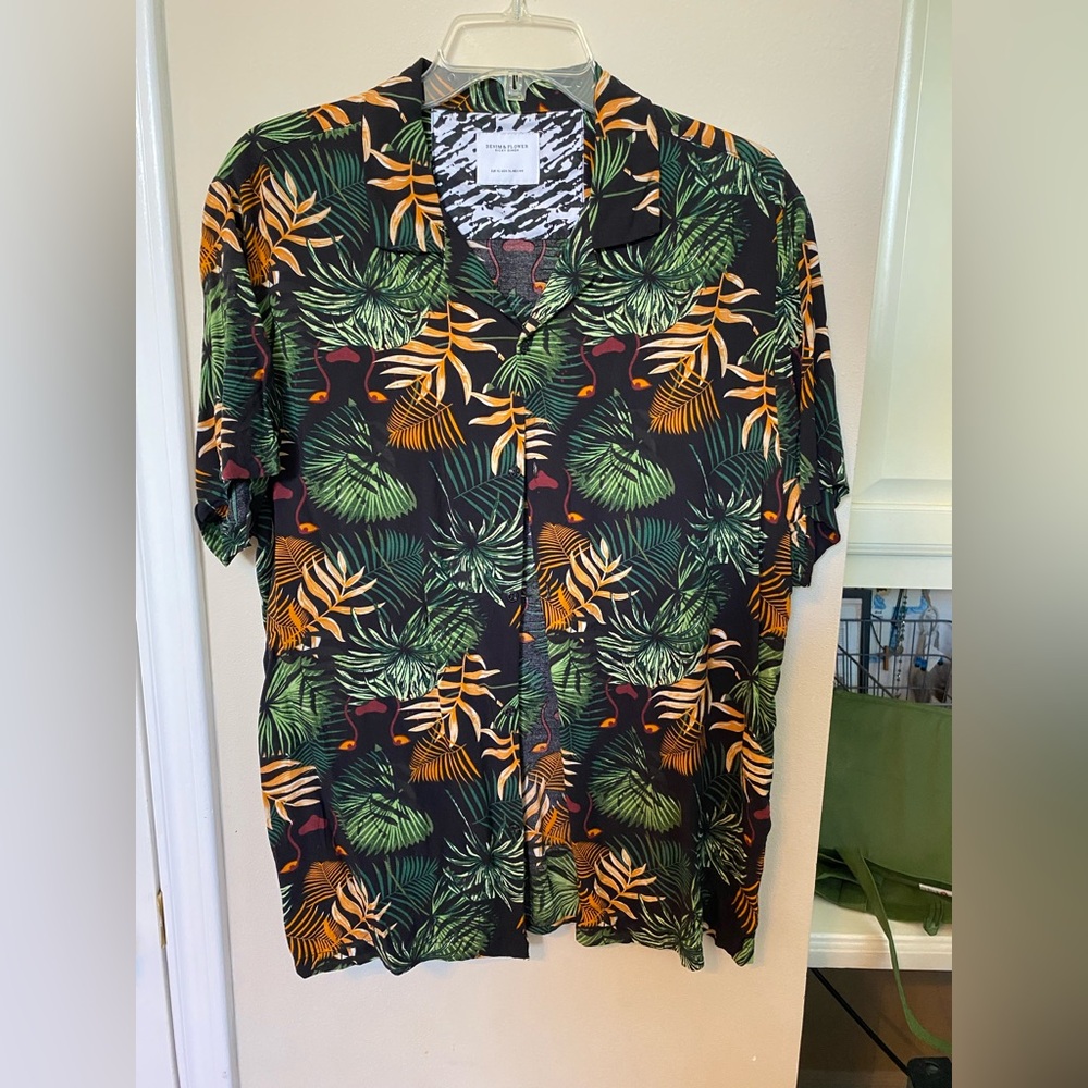 Denim & Flower Jungle Shirt Mens Size XL